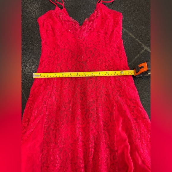 Vintage Shirley Red Floral Lace Floor Length Nightgown - Picture 12 of 15